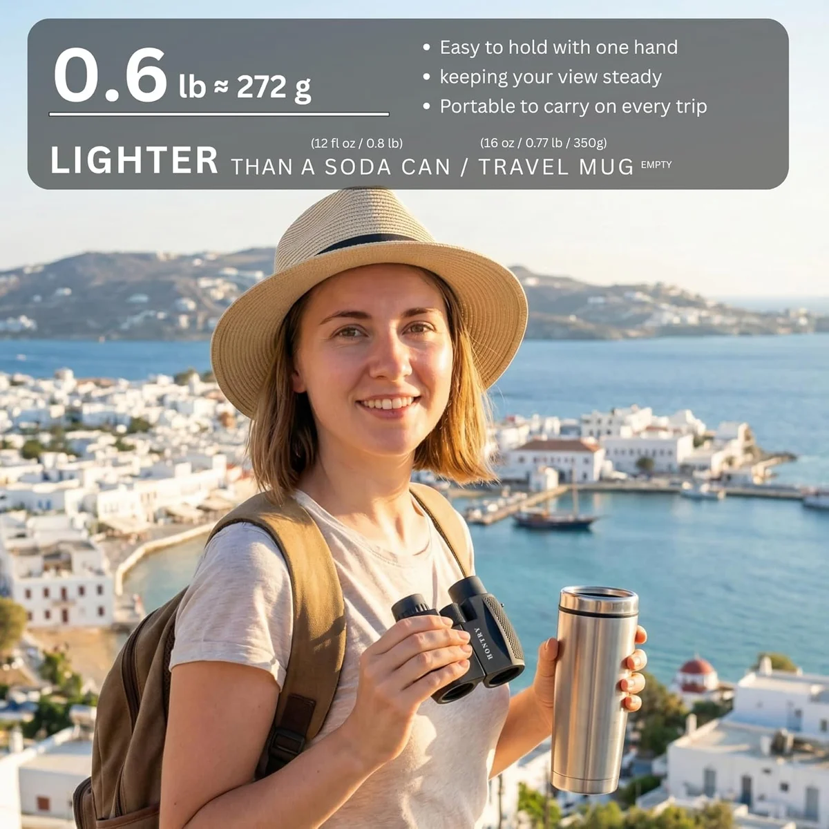 Hontry 10x25 folding binoculars — ultra-lightweight design for travel and kids